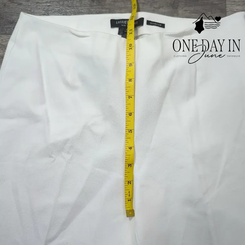 Lafayette 148 Lexington Ankle Pants White Cotton Stretch NWT $278 Size 2